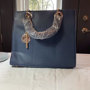 Badgley Mishka Studio Logo Eyelit Blue Tote Bag, NWT